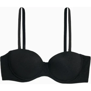 Rosali 2539 Siyah Push Up / Dolgulu Straplez Mikro Basic Sütyen (Tak-Çıkar Askılı)