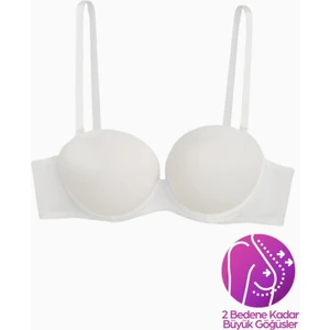 Olympos Ekstra Dolgulu Double Push Up Straplez - Beyaz - Mikro Sütyen - 2537