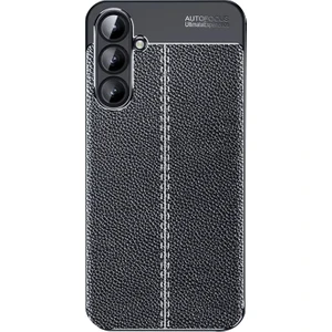 Samsung Galaxy A36 5g ile Uyumlu Leather Serisi Deri Efekt Silikon Kılıf - Siyah AL3337