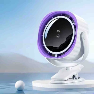 Masa Üstü,Araba,Ofis Klipsli Fan Vantilatör Şarj Edilebilir Dijital Hız Ve Şarj Göstergeli 3600mah