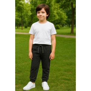 Antrasit Kalın Pamuklu Erkek Çocuk Eşofman Altı Cepli Lastikli Paça 5-6-7-8-9-10-11-12 Yaş