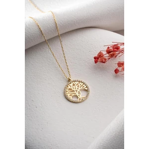 925 Ayar Gümüş Gold Kaplama Hayat Ağacı Kolye