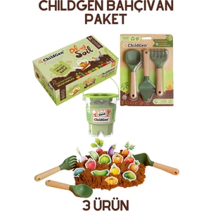 Mini Bahçıvan Paketi Kinetik Kum ile Eğlenceli Oyun Seti 3 Parça Doğa Temalı