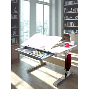 Creo Mobili Yükseklik ve Eğim Ayarlı, Çekmeceli, Sirius Basic Çalışma Masası 120x75 cm, Beyaz/Gri