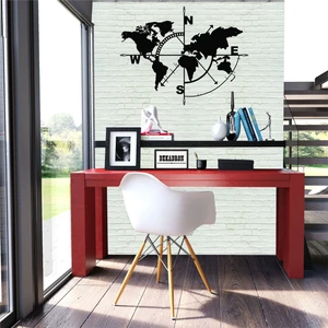 Geometrik Dünya Haritası Kompass Metal Tablo