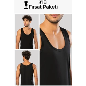 Siyah 3'lü Süper Ince Erkek Doğal Bambu Lüks Atlet 11143