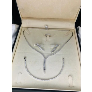 Karis Bayan Zirconia Taşlı Gümüş Su Yolu Set-Kolye,bileklik,küpe,yüzük