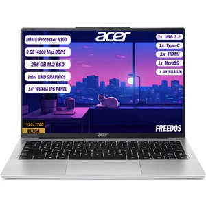 Aspire Lite AL14-31P-C452 Intel N100 8 GB 256 GB SSD 14'' IPS WUXGA Taşınabilir Bilgisayar FreeDos Notebook NX.KS8EY.001