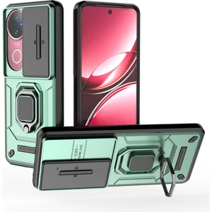 Vivo V50 5g Kayar Kamera Kapağı ile Telefon Kılıfı, Döndürülmüş Halka Ayaklı Askeri Sınıf Darbeye Dayanıklı Koruyucu Kılıf Vivo V50 5g (Yurt Dışından)