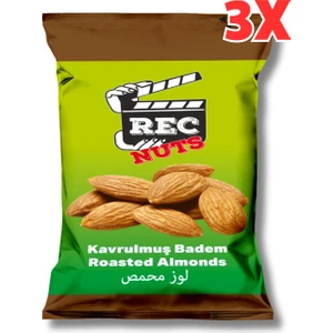 Rec Nuts Kavrulmuş Badem 40gr X 3 Adet ( 120gr ) - Fırınlanmış Sağlıklı Atıştırmalık