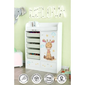 Bay Zürafa Design "melova" 5 Sepetli 2 Çekmeceli Çok Amaçlı Oyuncak Dolabı