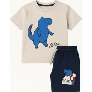 Erkek Çocuk Dinozor Desenli Şortlu Pijama Takımı