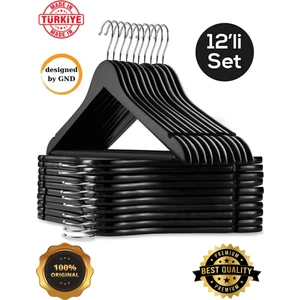 Baby Londy Ahşap Görünümlü Plastik 12 Adet Siyah Askı