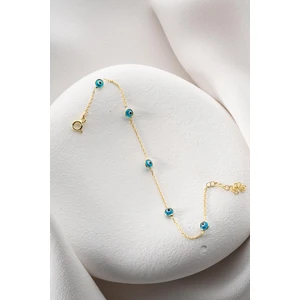 925 Ayar Gümüş Gold Tek Sıra Nazar Göz Bileklik