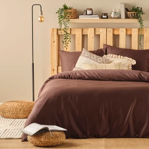 %100 Pamuk Saten Supreme Basic Super King Size Nevresim Seti Kahverengi (260X240 Cm)