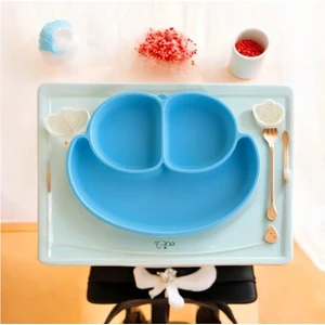 3 Bölmeli Vakumlu Mama Tabağı-Silikon Bebek Mama Tabağı