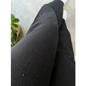 Mom Jeans Damla Taş Işlemeli Kot Pantolon Koyu Mavi 0291