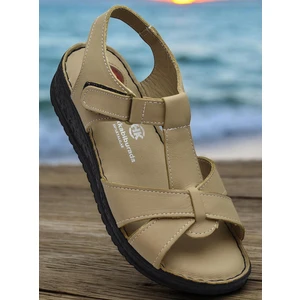 204 Tam Ortopedik Hakiki Deri Kadın Sandalet Topuk Jel Taban Kadın Deri Sandalet