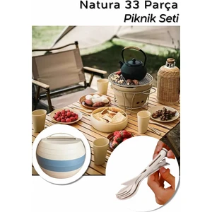 Natura 33 Parça Modüler Piknik Seti | Bardak, Tabak, Çatal Kaşık Bıçak – Taşınabilir Kompakt Tasarım