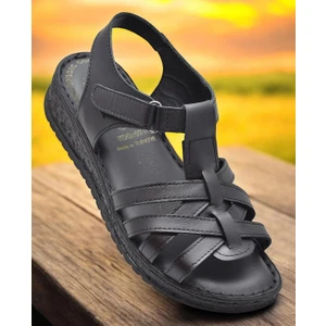 8152 Tam Ortopedik Hakiki Deri Kadın Sandalet Deri Sandalet Ivazn