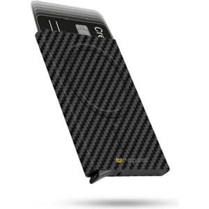 Magsafe Mekanizmalı Kartlık Rfid Korumalı Alüminyum Otomatik Kredi Kartlık Desenli Siyah Karbon