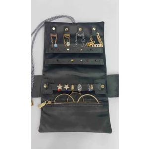 Kadife Takı Rulo Çantası | Seyahat Takı Organizeri | Kolye Küpe Yüzük Bileklik Düzenleyici