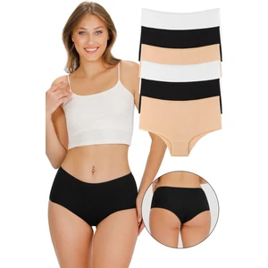 Kadın 6'lı Yüksek Bel Pamuklu Likralı Külot Siyahbeyazten"