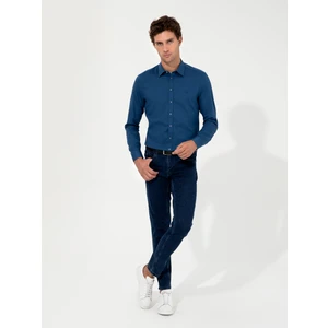 Erkek İndigo Slim Fit Uzun Kollu Gömlek 50219660-VR028