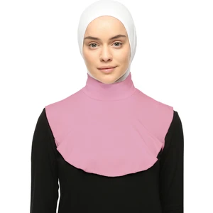 Düz Balıkçı Yaka Boğazlı Penye Tesettür Boyunluk - Koyu Pembe