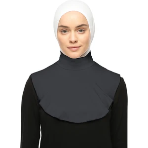 Düz Balıkçı Yaka Boğazlı Penye Tesettür Boyunluk - Füme