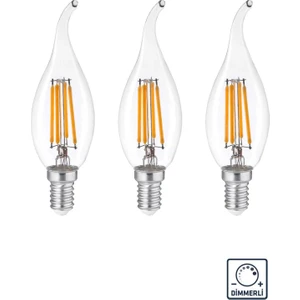 3 Adet Dekoratif Kıvrık Buji Gün Işığı E14 Duy