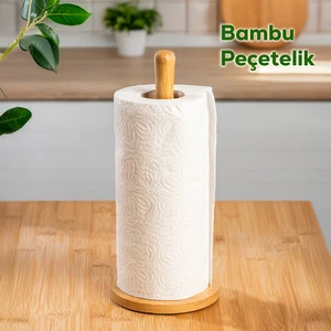 bld-186 Bambu Kağıt Havluluk Kare Dekoratif Peçetelik Rulo Kağıt Havlu Standı Ahşap Kağıt Havluluk