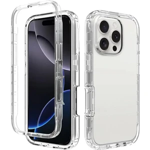 iPhone 16 Pro Max Uyumlu Kılıf Ön Arka 360 Koruma Arka Sert Mika Ön Silikon Şeffaf