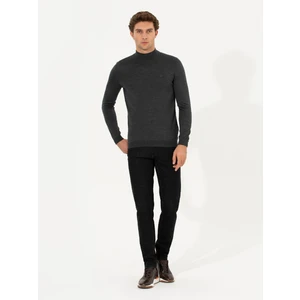 Erkek Antrasit Melanj Slim Fit Yarım Balıkçı Basic Triko Kazak 50211256-VR081