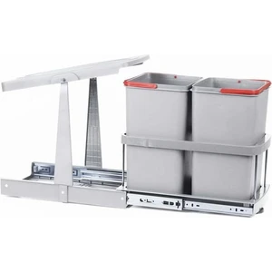 Gri 12+12 Litre Teleskopik Raylı Çöp Kovası (P-9152)