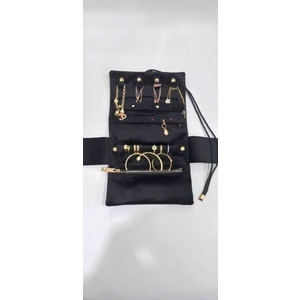 Kadife Takı Rulo Çantası | Seyahat Takı Organizeri | Kolye Küpe Yüzük Bileklik Düzenleyici