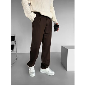 Erkek Baggy Fit Beli Lastikli Rahat Pantolon Kahverengi