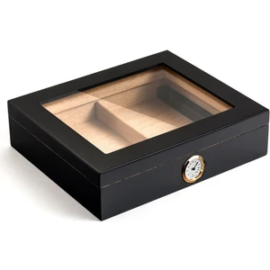 Siyah Camlı Kısa Humidor Puro Kutusu RC06SY