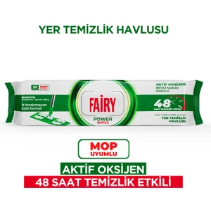 Power Wipes Mop Uyumlu Yer Temizlik Havlusu 50 Yaprak | Beyaz Sabun | Beyaz Sirke & Karbonat