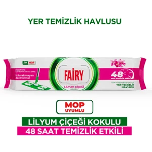 Çok Amaçlı Mop Uyumlu Yer Temizlik Havlusu 50 Yaprak | Lilyum Çiçeği| Beyaz Sirke & Karbonat