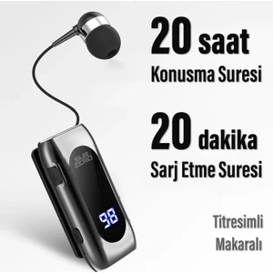 Titreşimli Makaralı Bluetooth Kulaklık Kablosuz Kulaklık Titreşimli LED Ekranlı 20 Saat