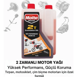 Molte 2 Zamanlı Motor Yağı 1 Litre – Tırpan, Çim Biçme Makinesi, Motosiklet ve Testere Uyumlu Yüksek Performanslı Koruyucu Formül Yağ
