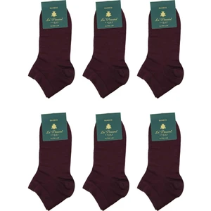 Bordo Düz Ultra Lüks 6'lı Bambu Yarım Erkek Çorap CRP349