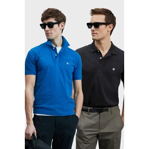 Logolu Pamuklu Comfort Fit Düğmeli Polo Yaka 2'li T Shirt Erkek T Shirt 111040206S2