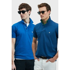 Logolu Pamuklu Comfort Fit Düğmeli Polo Yaka 2'li T Shirt Erkek T Shirt 111040206S2