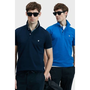 Logolu Pamuklu Comfort Fit Düğmeli Polo Yaka 2'li T Shirt Erkek T Shirt 111040206S2