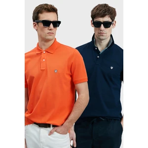 Logolu Pamuklu Comfort Fit Düğmeli Polo Yaka 2'li T Shirt Erkek T Shirt 111040206S2