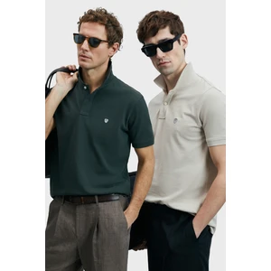 Logolu Pamuklu Comfort Fit Düğmeli Polo Yaka 2'li T Shirt Erkek T Shirt 111040206S2