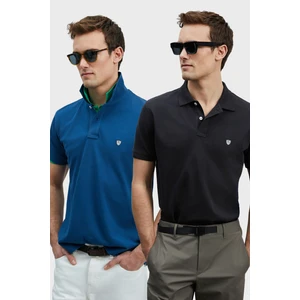 Logolu Pamuklu Comfort Fit Düğmeli Polo Yaka 2'li T Shirt Erkek T Shirt 111040206S2