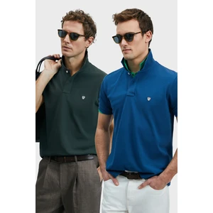 Logolu Pamuklu Comfort Fit Düğmeli Polo Yaka 2'li T Shirt Erkek T Shirt 111040206S2